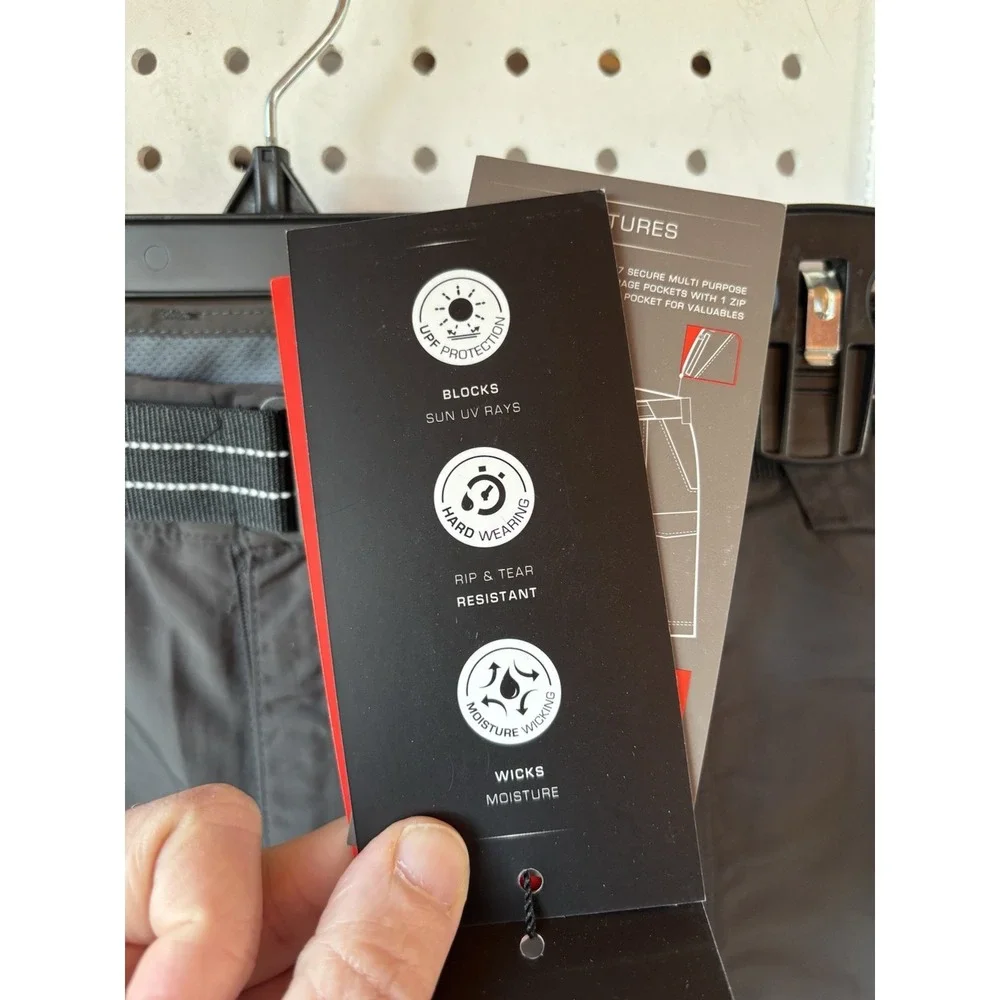 First Ascent Trekwear Men's LG Delta Cargo‎ Shorts Gray Belted Active NWT Nylon